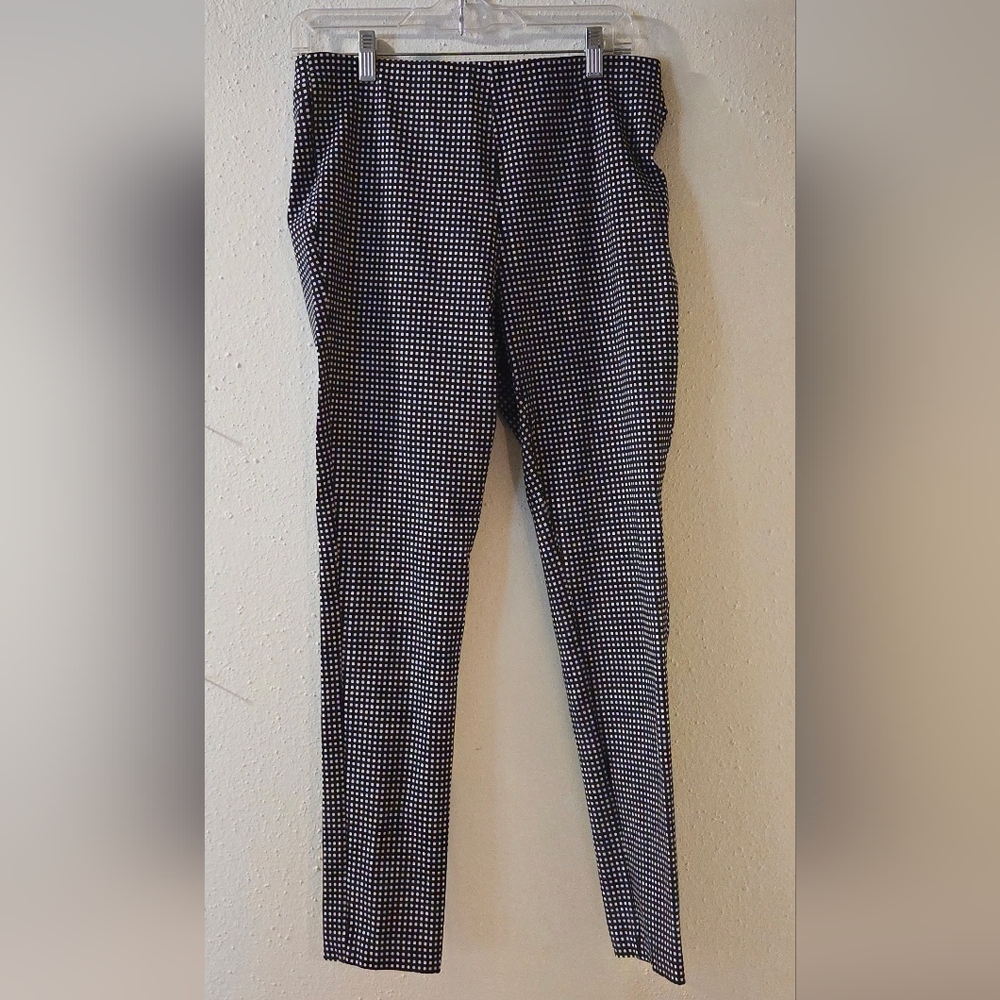 Michael Kors Women's Black and White Checkered Cigarette Trousers (Sz. L)